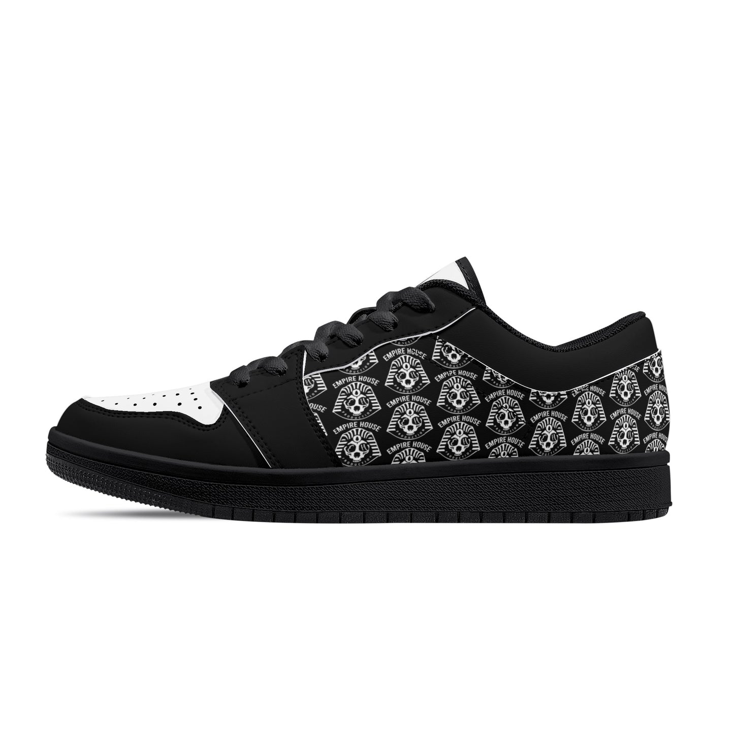 EMPIRE HOUSE PRODUCTION Womens Black Low Top Leather Sneakers